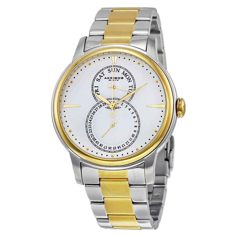 Akribos XXIV White Matte Dial Two-tone Men's Watch AK728TTG - Dawson Watches