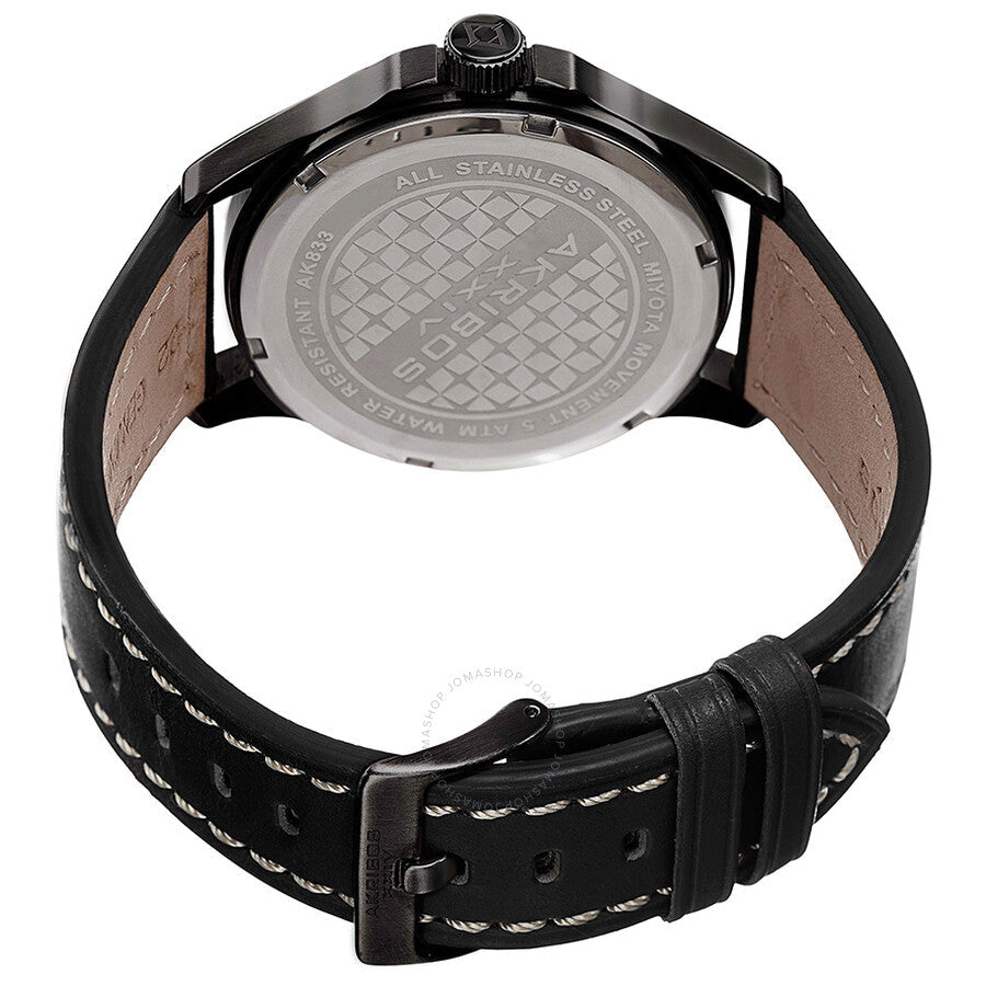 Akribos XXIV Trek Black Dial Black Leather Men's Watch AK833WT - The Watches Men & Co #3