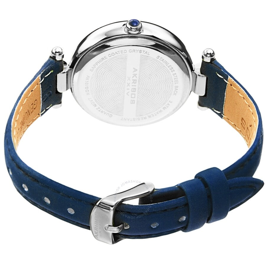 Akribos XXIV Quartz White Dial Blue Leather Ladies Watch AK1070BU - Dawson Watches #4