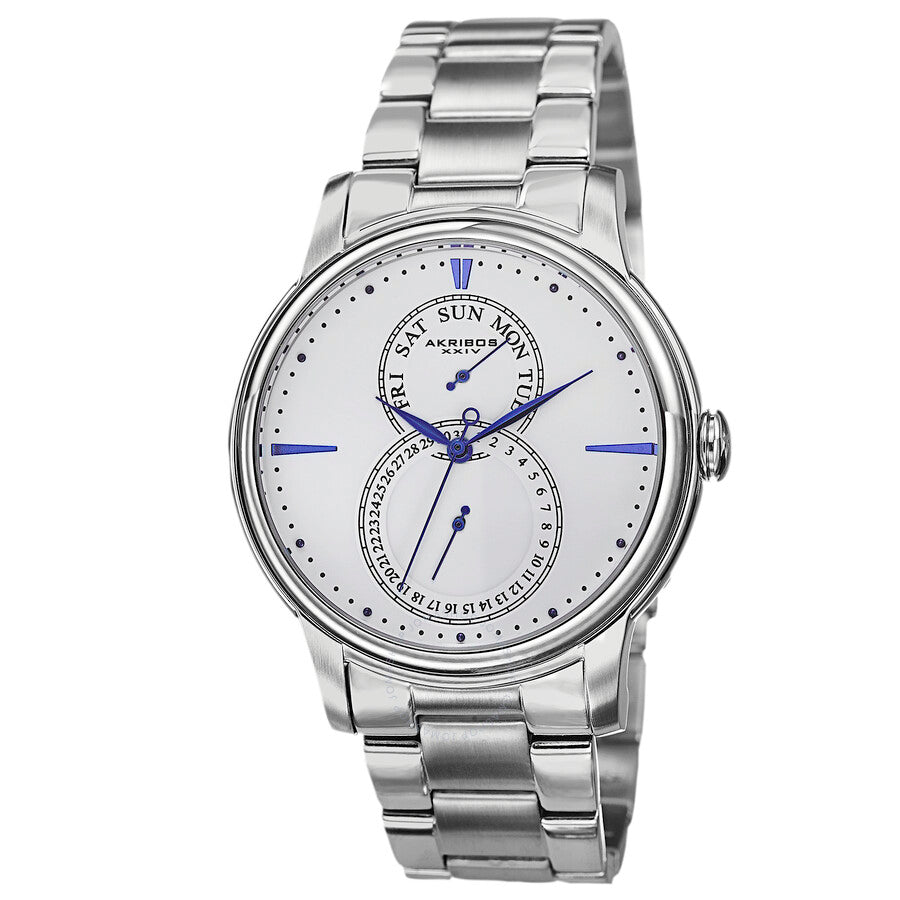 Akribos XXIV White Dial Stainless Steel Men's Watch AK728SSW - The Watches Men & Co