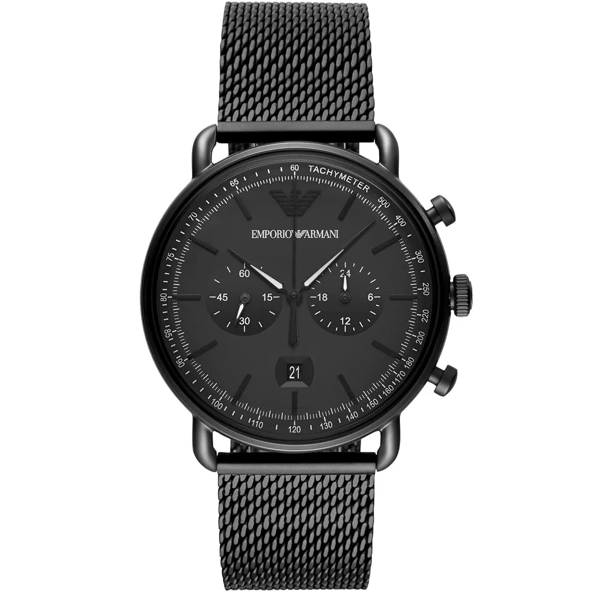Emporio Armani Aviator Chronograph Black Mesh Watch - AR11264