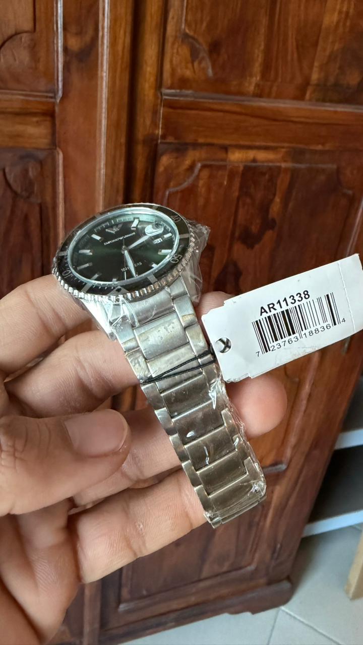 Emporio Armani Diver Three-Hand Date Green Dial Silver Men's Watch - AR11338 (DEFECT)