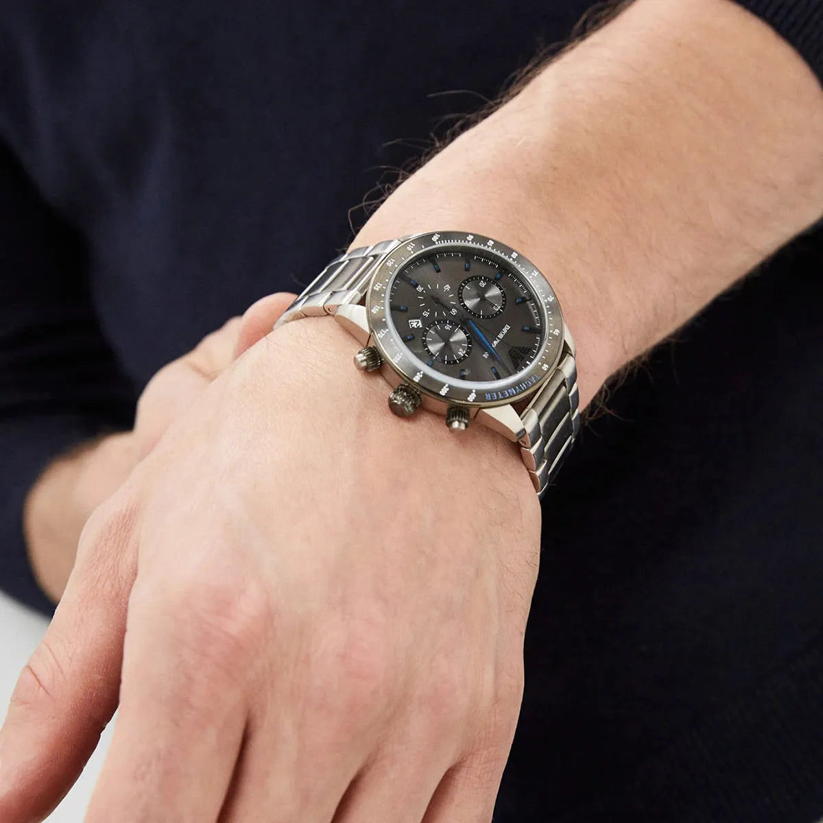 Emporio Armani Chronograph Grey Dial Two Tone Steel Strap Watch AR11391