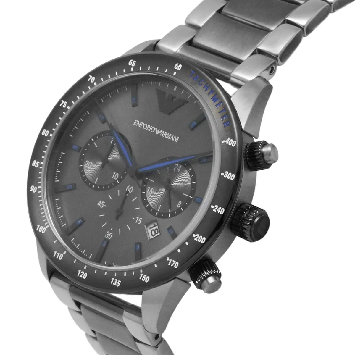 Emporio Armani Chronograph Grey Dial Two Tone Steel Strap Watch AR11391