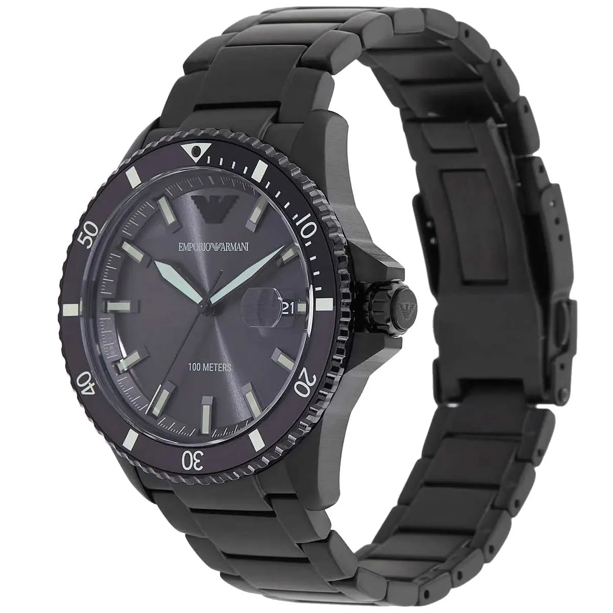 Watch Diver Diver Grey Sunray date window Dial Black PVD Watch - AR11398