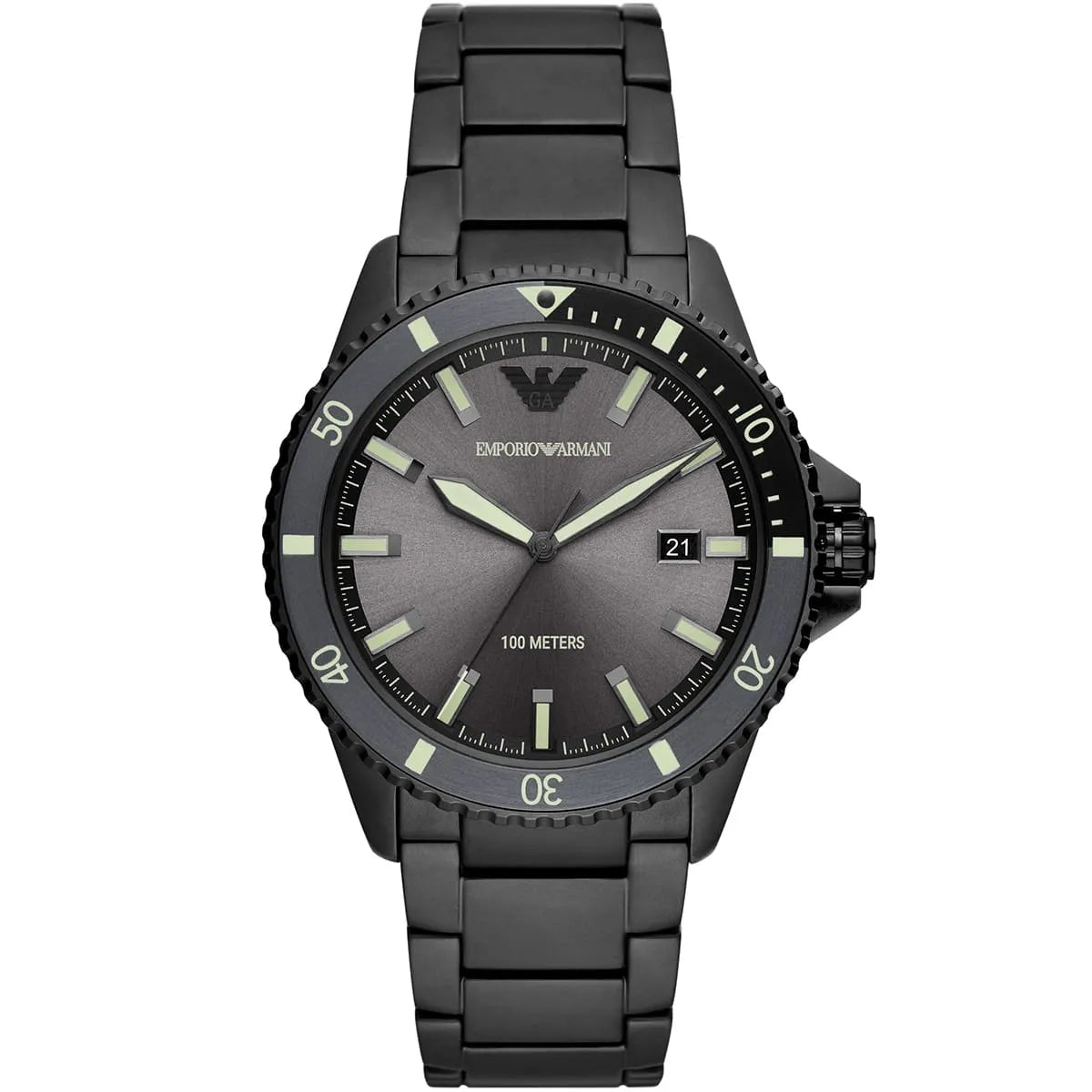 Watch Diver Diver Grey Sunray date window Dial Black PVD Watch - AR11398