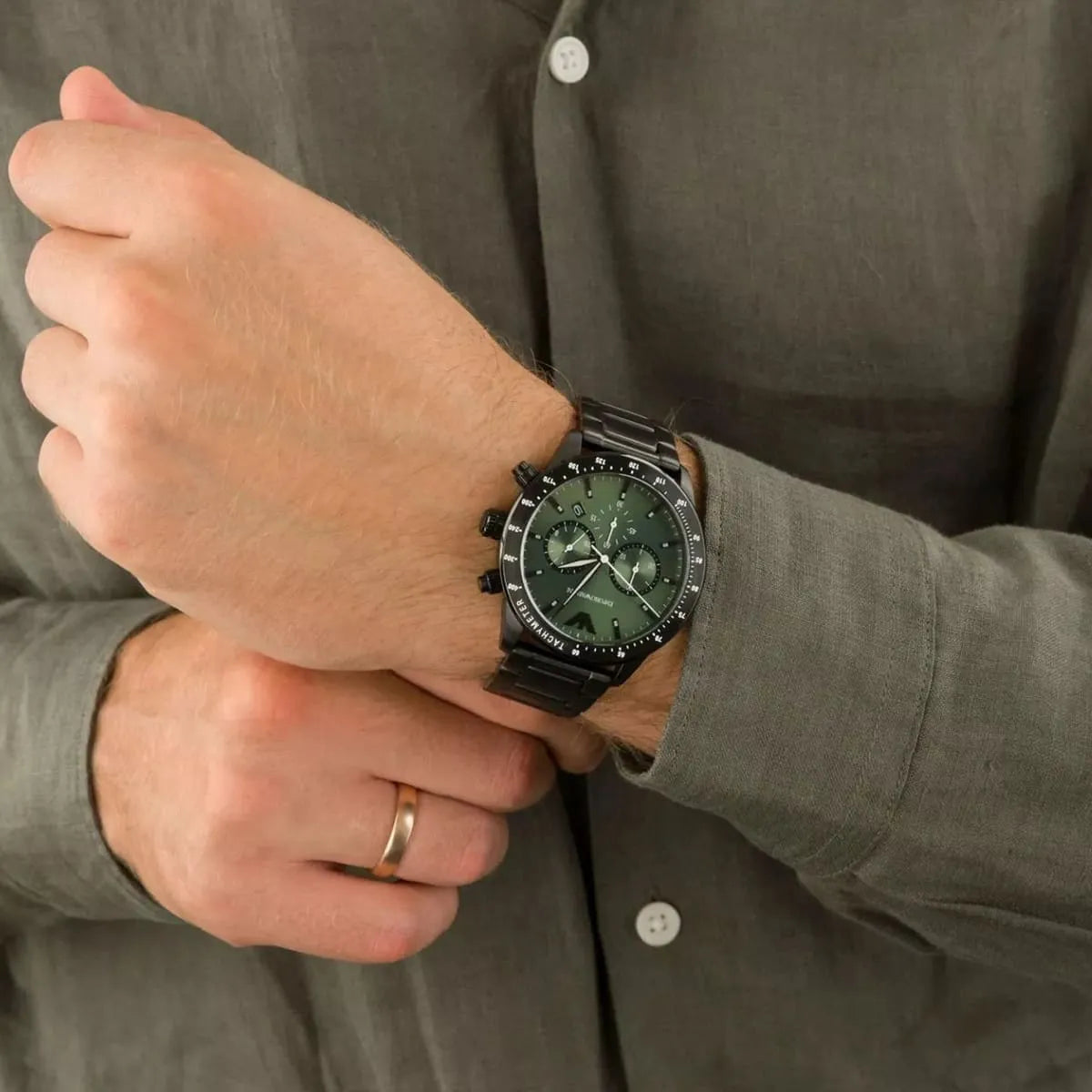 Emporio Armani Chronograph Green Dial Black Watch AR11472