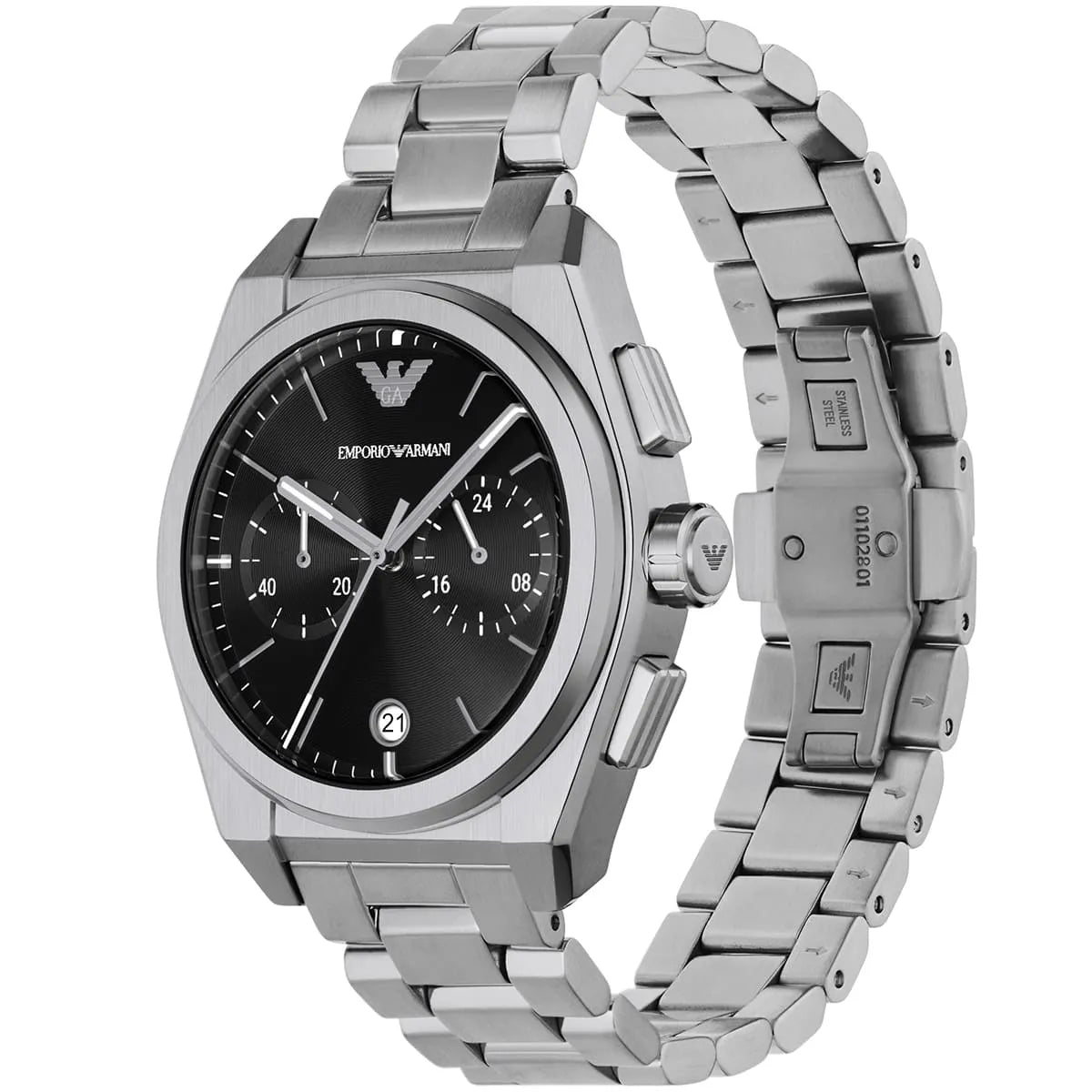 Emporio Armani Federico Chronograph Black Dial Silver Men's Watch - AR11560