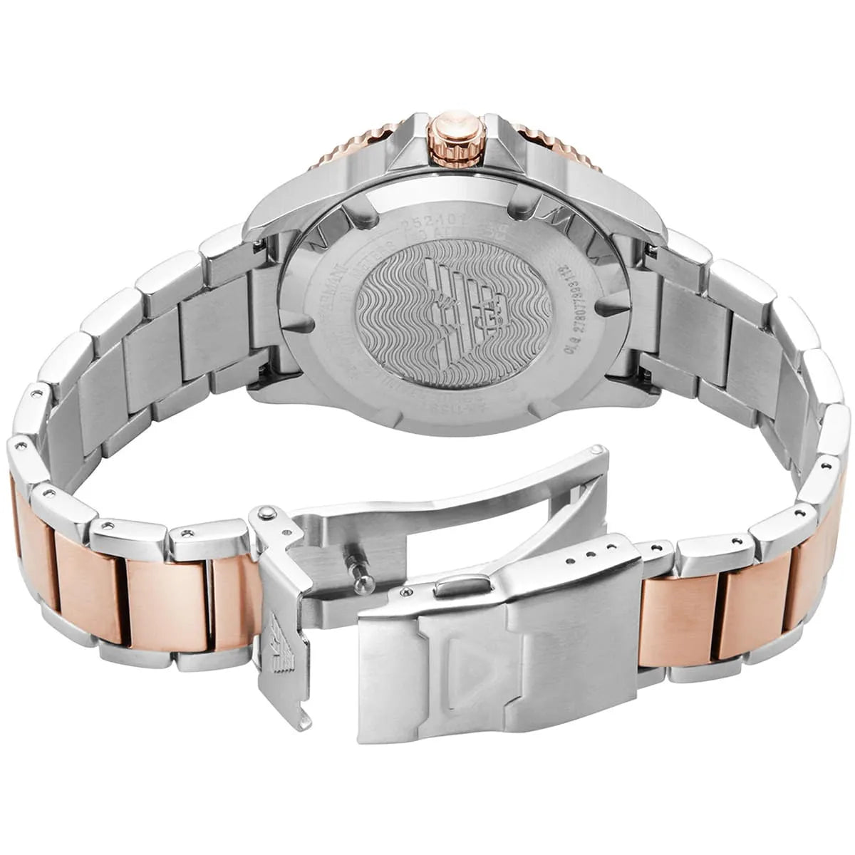 Emporio Armani Diver GMT White Sunray Dial Two-tone Men's Watch - AR11591
