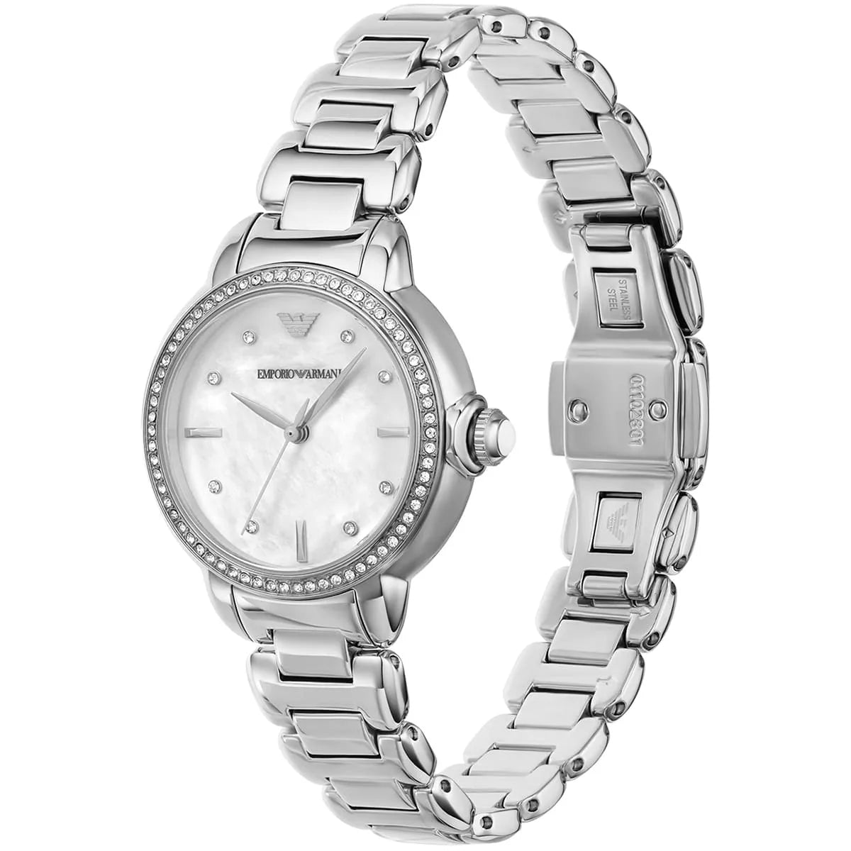 Emporio Armani Mia White MOP Silver Women's Watch - AR11596