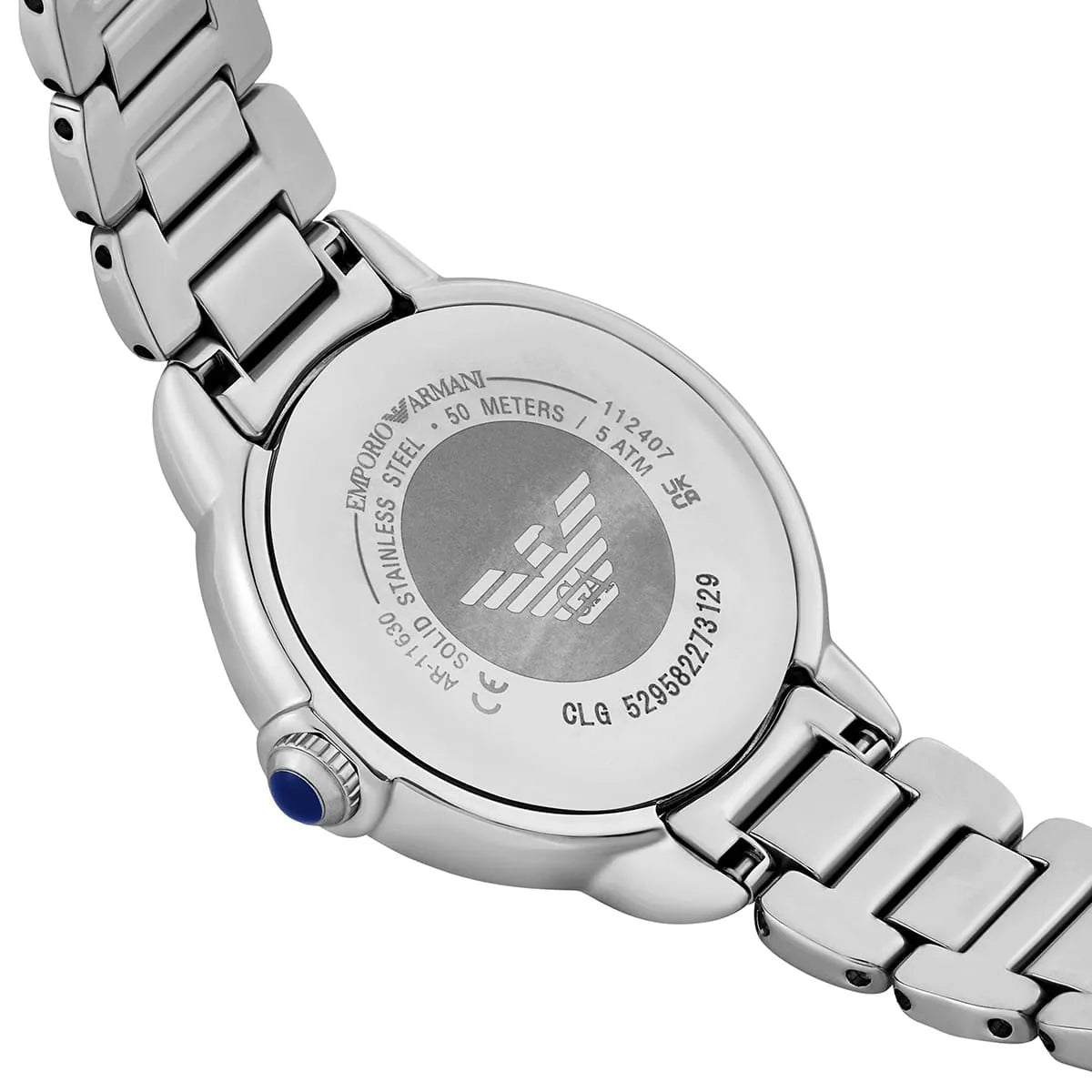 Emporio Armani Mia Three Hand Crystals Blue Dial Silver Steel Strap Women's Watch - For Women - AR11630