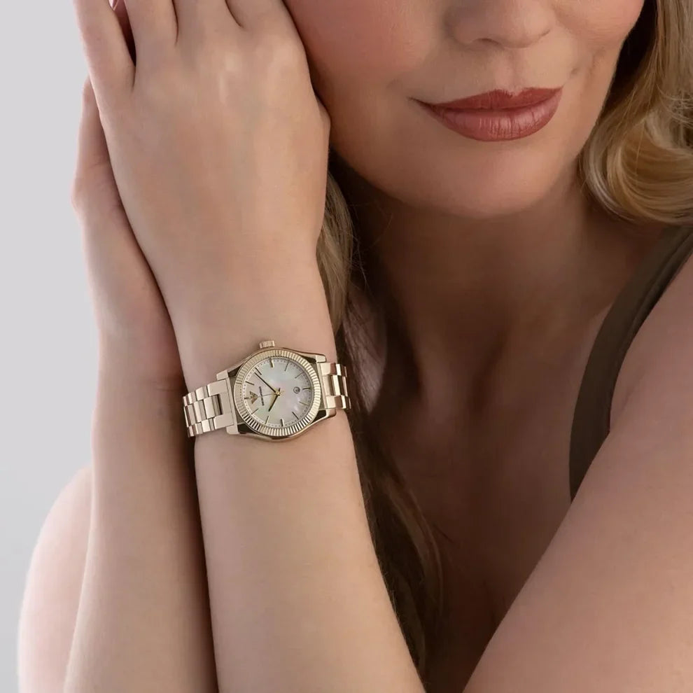 Emporio Armani Three-Hand Date Gold-Tone Stainless Steel Women's Watch - AR11657