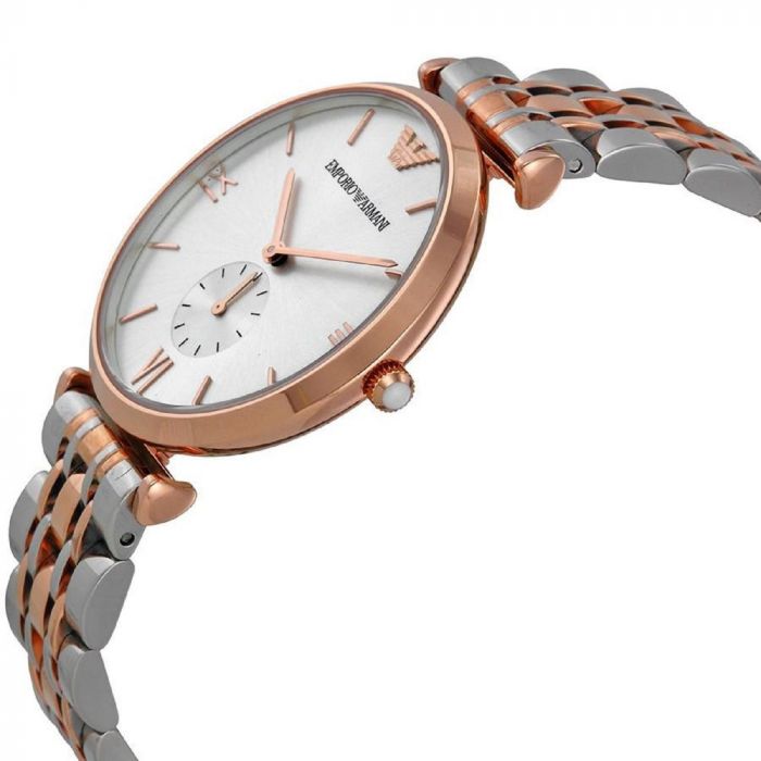 Emporio Armani Retro Silver Dial Two-Tone Watch AR1677