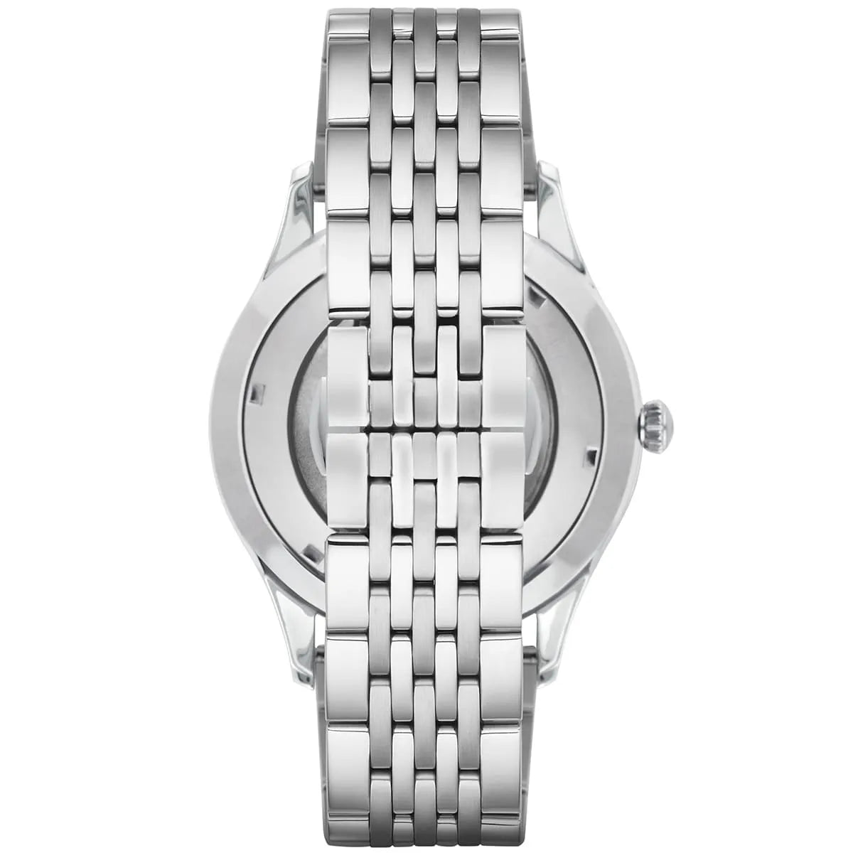 Emporio Armani Meccanico Skeleton Silver Dial Silver Steel Men's Watch AR1945