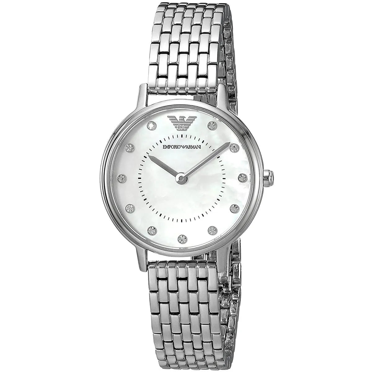 Emporio Armani Kappa Mother of Pearl Dial Silver Mesh Bracelet Women's Watch - AR2511