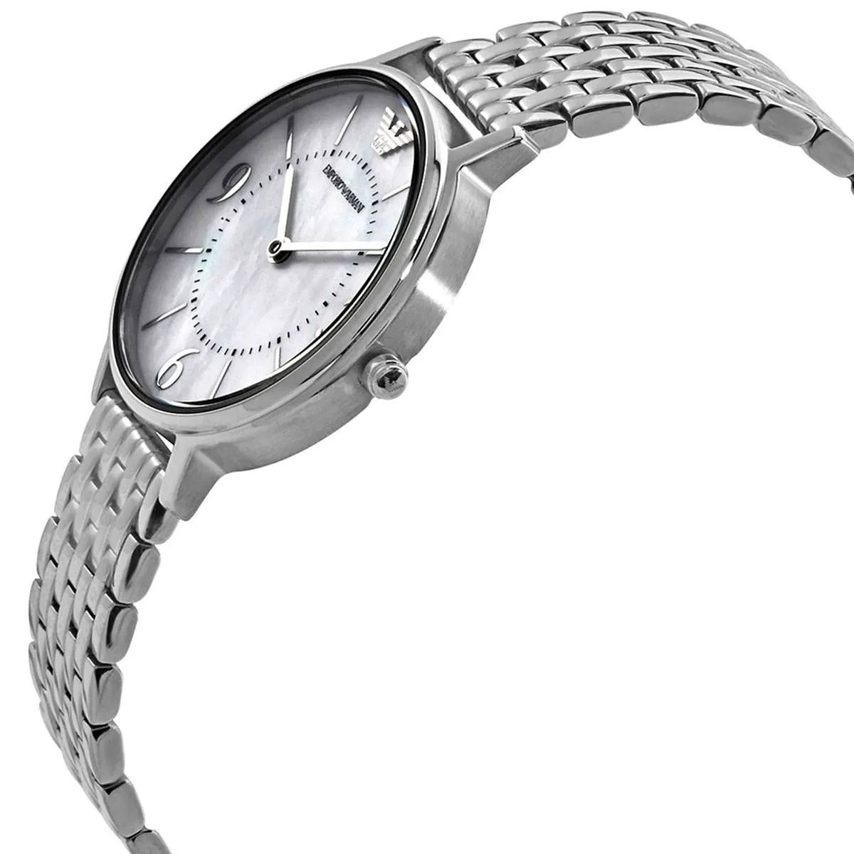 Emporio Armani Kappa Mother of Pearl Dial Silver Mesh Bracelet Women's Watch - AR2511
