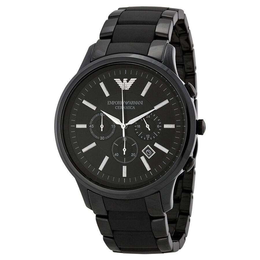 Emporio Armani Ceramica Chronograph Black Dial Men's Watch AR1451 - BigDaddy Watches