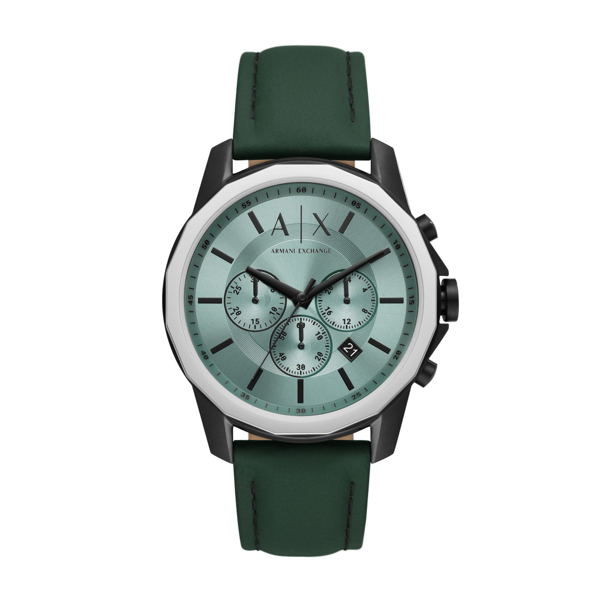 Armani Exchange Banks Chronograph Green Leather Strap Men's Watch  AX1725 - Kiwi Watches