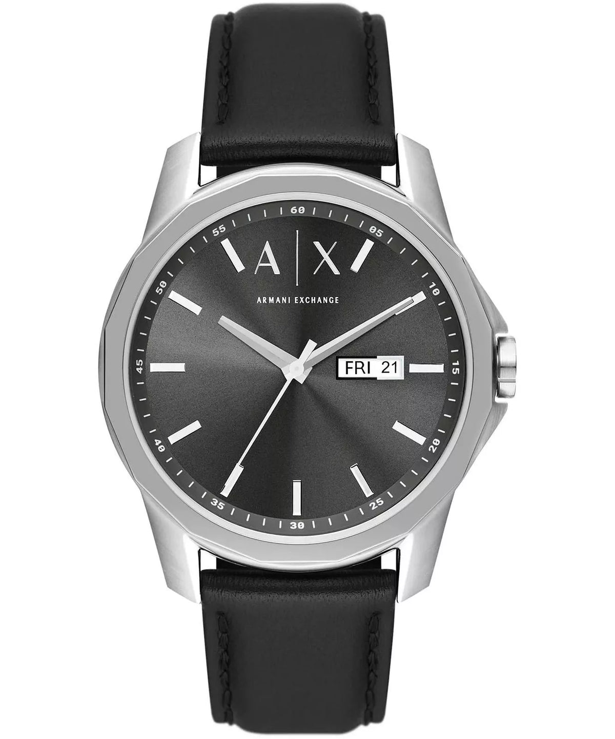 Armani Exchange Banks Black Leather Men's Watch - AX1735