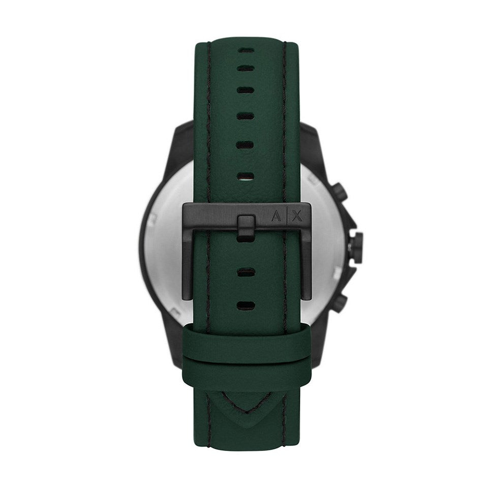 Armani Exchange Banks Chronograph Green Leather Strap Men's Watch AX1725 - The Watches Men & CO #3