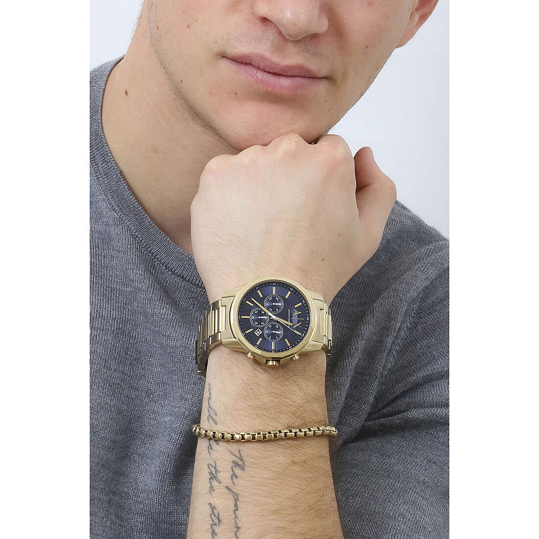 Armani Exchange Men’s Quartz Gold Stainless Steel Blue Dial 44mm Watch AX7151 ax7151 - Image 5