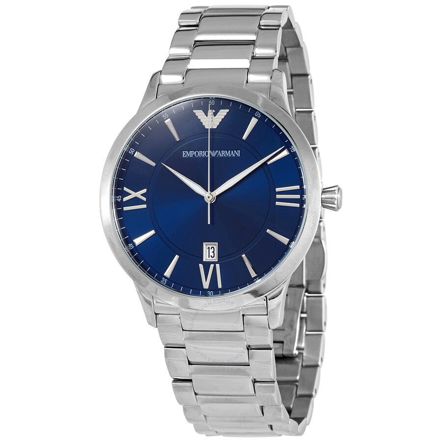 Emporio Armani Giovanni Blue Dial Silver Men's Watch AR11227