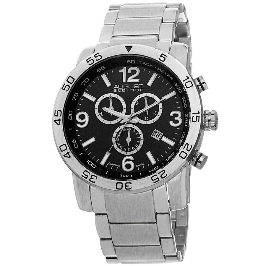 August Steiner Black Dial Base Metal Men's Watch AS8097SSB - The Watches Men & Co