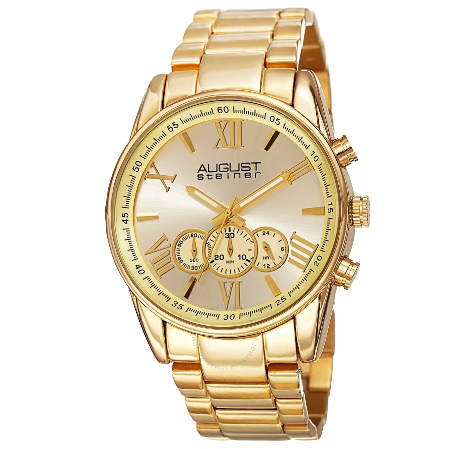 August Steiner Chronograph Quartz Gold Dial Men's Watch AS8163YG - The Watches Men & Co