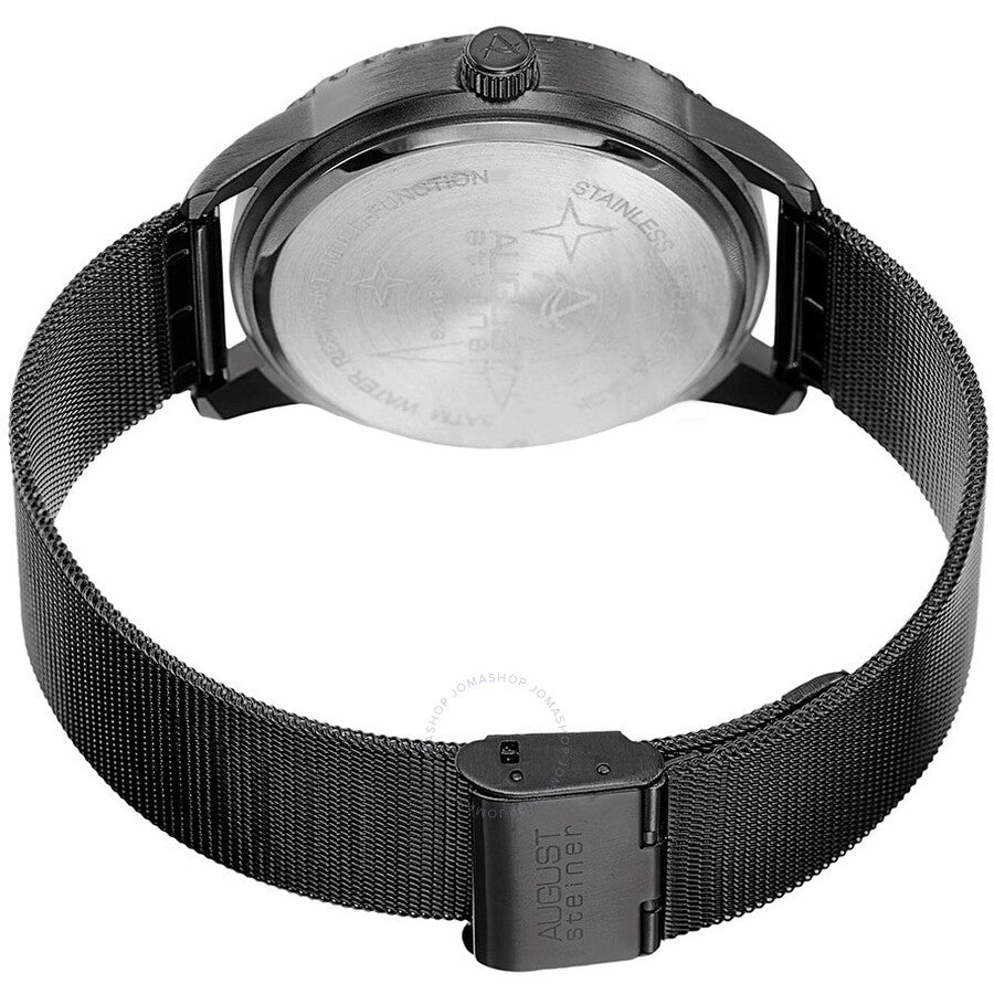 August Steiner Multi-Function Black Dial Black Ion-plated Men's Watch AS8115BK - The Watches Men & Co #3