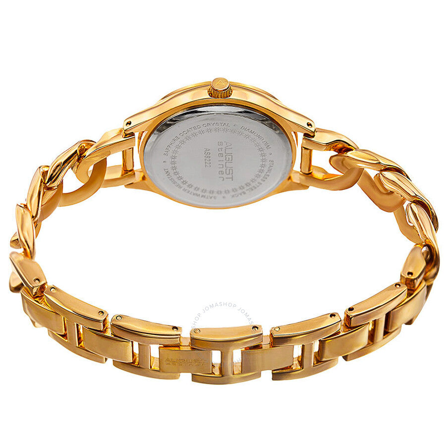 August Steiner Pink Dial Ladies Gold Tone Watch AS8222YGPK - The Watches Men & Co #3