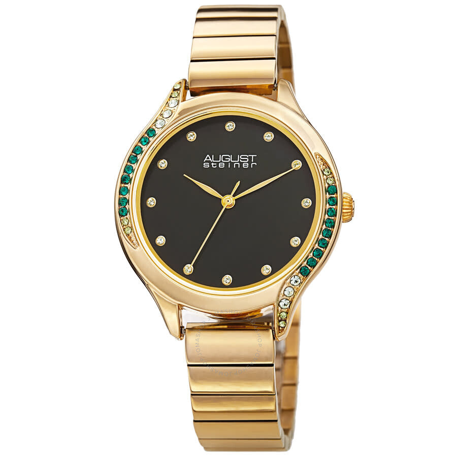 August Steiner Quartz Black Dial Ladies Watch AS8279GN - The Watches Men & Co