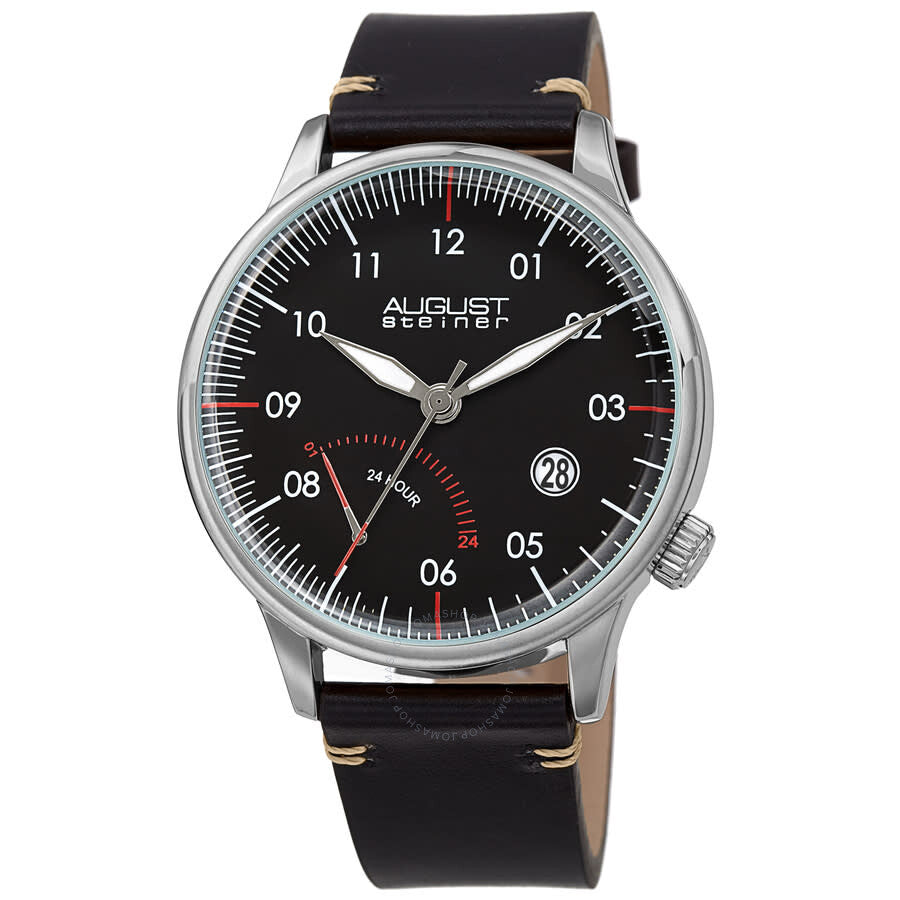 August Steiner Quartz Black Dial Men's Watch AS8285SSB - The Watches Men & Co