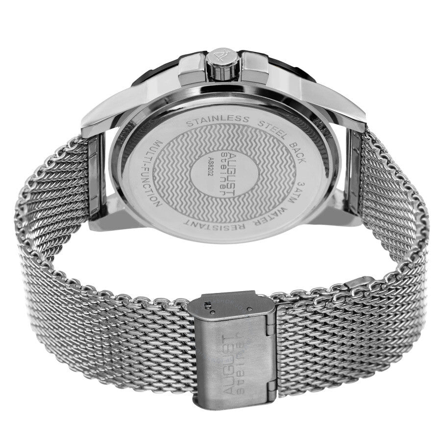 August Steiner Quartz Blue Dial Stainless Steel Mesh Men's Watch AS8202SSBU - The Watches Men & Co #4