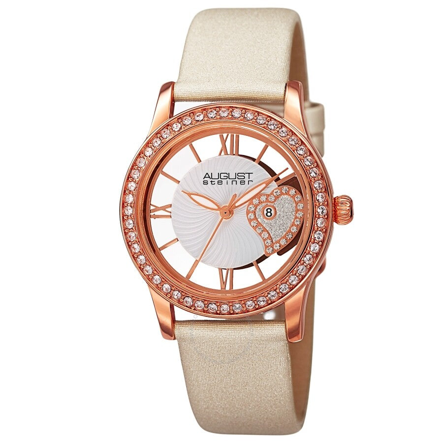 August Steiner Quartz Crystal White Dial Ladies Watch AS8176WTR - The Watches Men & Co