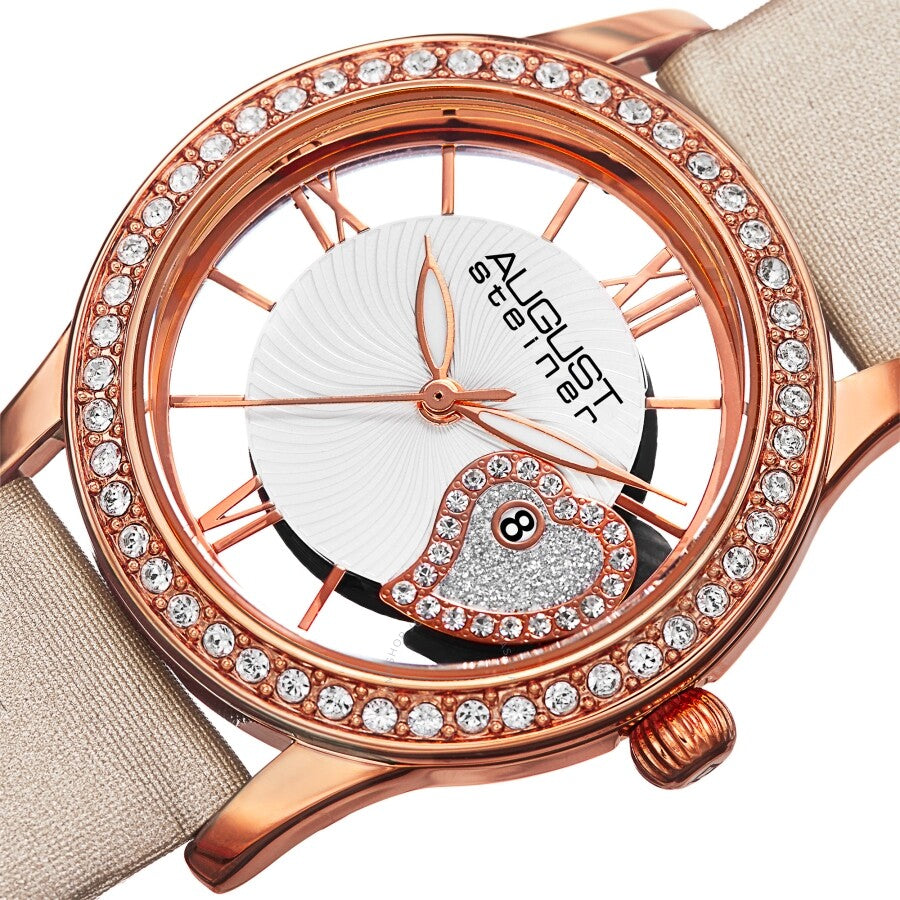 August Steiner Quartz Crystal White Dial Ladies Watch AS8176WTR - The Watches Men & Co #2