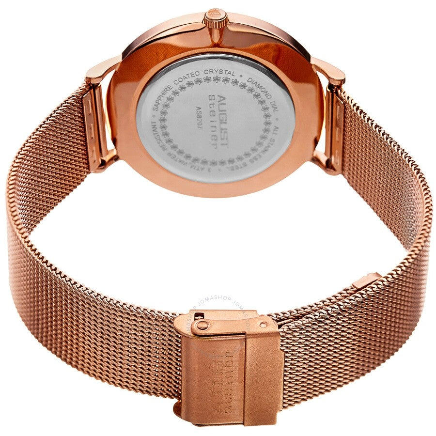 August Steiner Quartz Diamond Rose Dial Ladies Watch AS8207RG - The Watches Men & Co #4