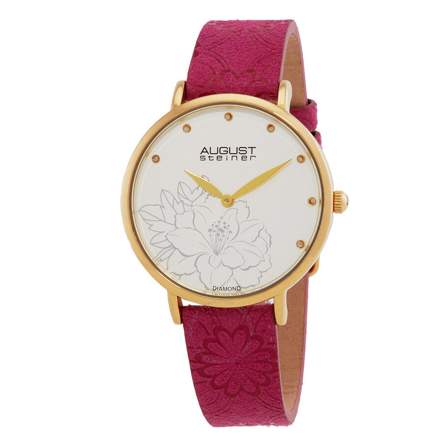 August Steiner Quartz Diamond Silver Dial Ladies Watch AS8242PK - The Watches Men & Co