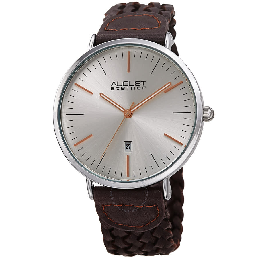 August Steiner Quartz Silver Dial Men's Watch AS8293BR - The Watches Men & Co