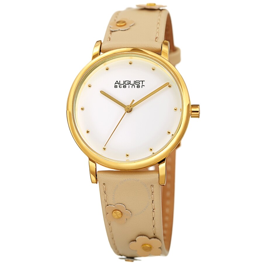 August Steiner Quartz White Dial Ladies Watch AS8260TN - The Watches Men & Co
