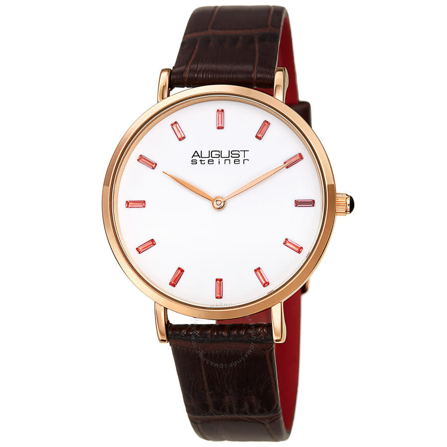 August Steiner Quartz White Dial Ladies Watch AS8287BR - The Watches Men & Co