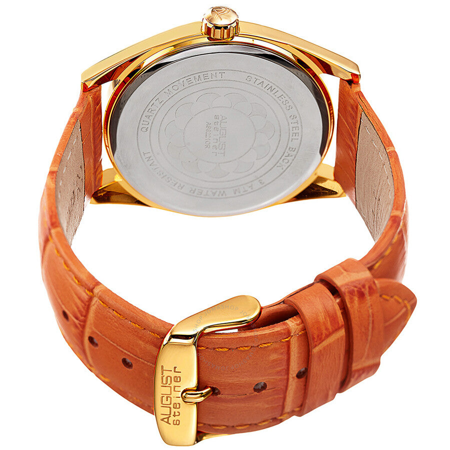 August Steiner Silver Dial Orange Leather Ladies Watch AS8221OR - The Watches Men & Co #3