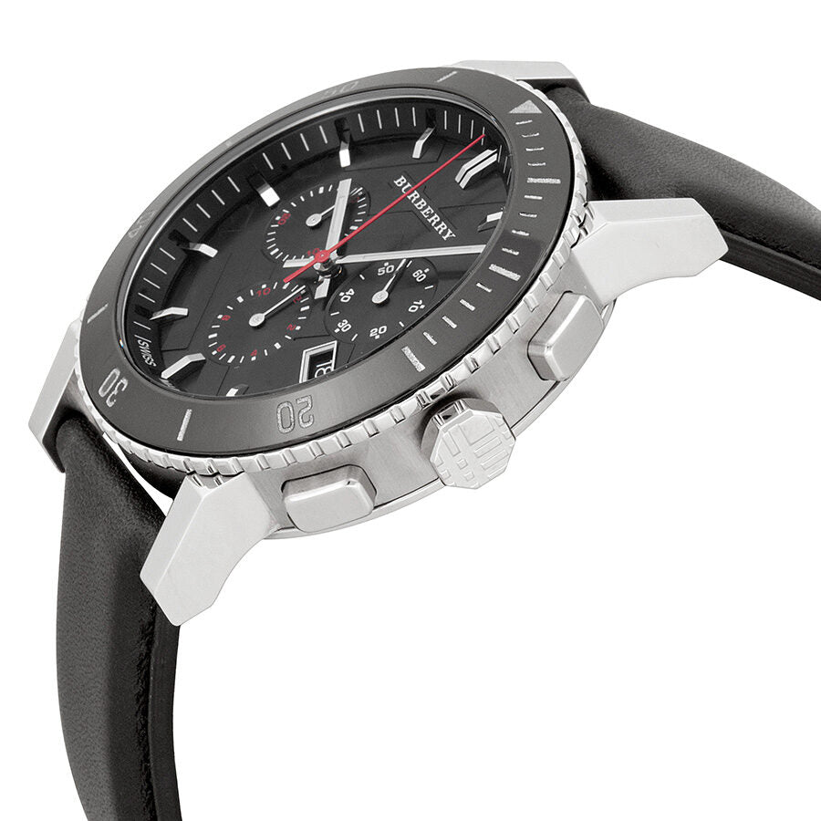 Burberry Black Dial Chronograph Black Leather Men's Watch BU9382 - BigDaddy Watches #2