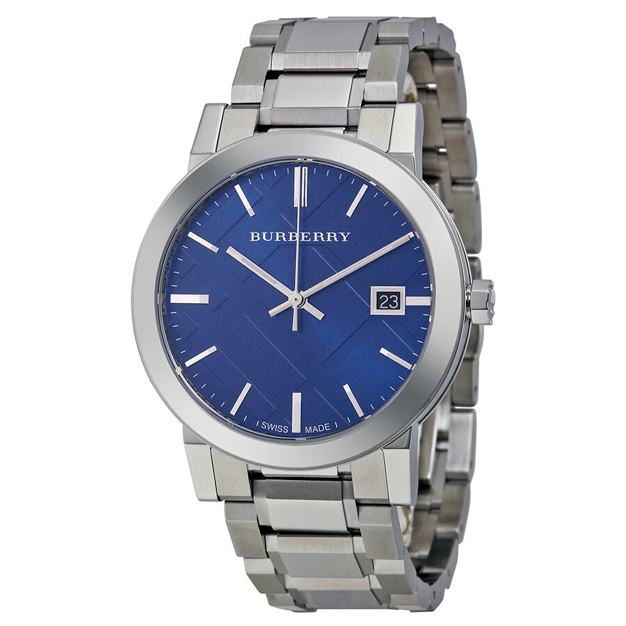 Burberry Blue Check Stamped Dial Stainless Steel Men's Watch BU9031 - BigDaddy Watches