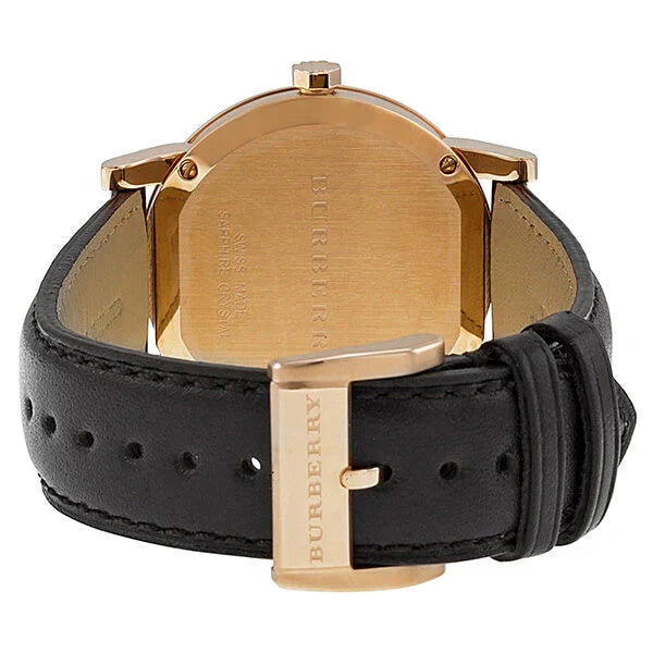 Burberry Rose Gold Dial & Case - Dark Brown Leather Strap Watch BU9013