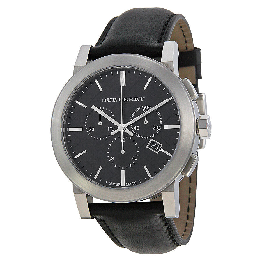 Burberry  Chronograph Black Dial Black Leather Men's Watch BU9356 - BigDaddy Watches