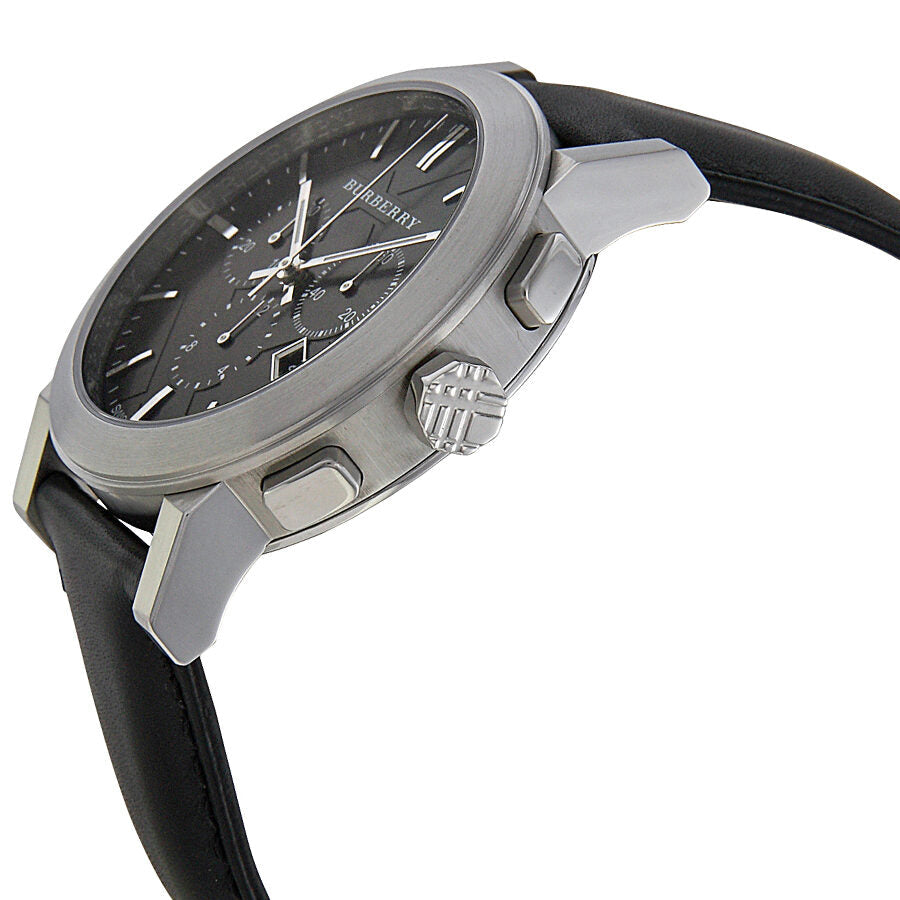 Burberry Chronograph Black Dial Black Leather Men's Watch BU9356 - The Watches Men & CO #2