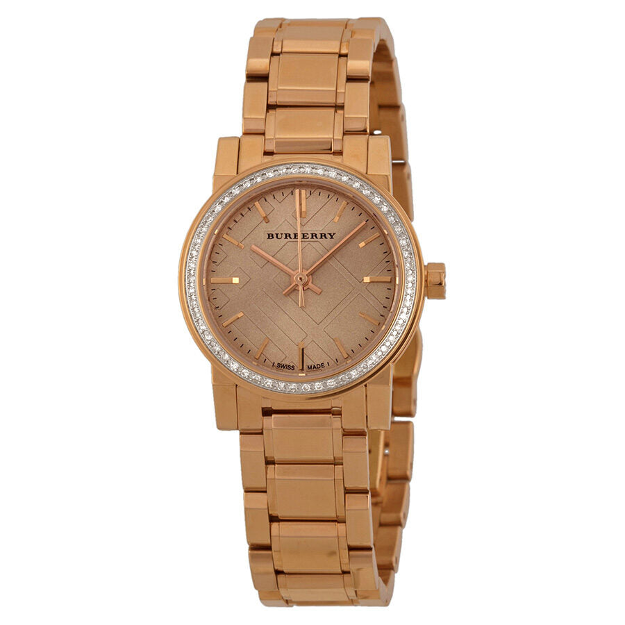 Burberry Rose Dial Diamond-set Bezel Rose Gold-tone Ladies Watch BU9225