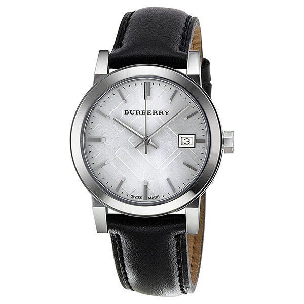 Burberry Silver Dial Black Leather Ladies Watch BU9106 - BigDaddy Watches
