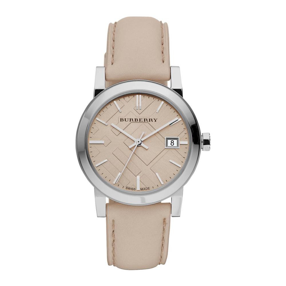 Burberry Women's Large Check Tan Leather Strap Women's Watch BU9107 - The Watches Men & CO
