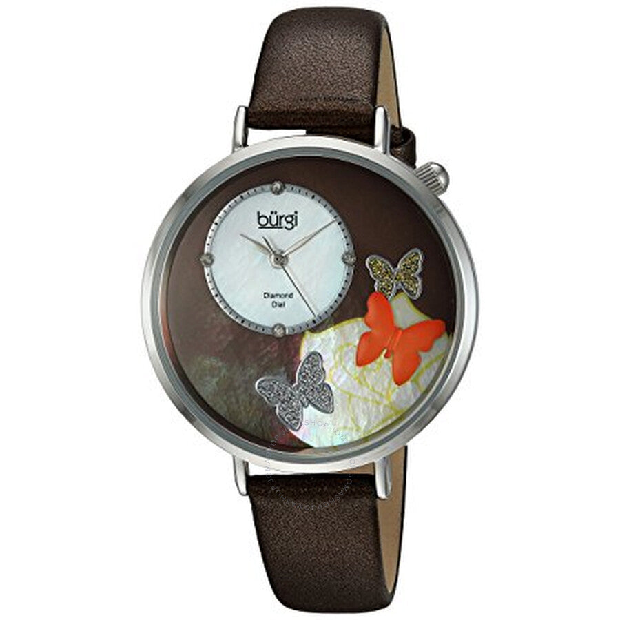 Burgi Crystal Butterflies Quartz Ladies Watch BUR158BR - The Watches Men & Co